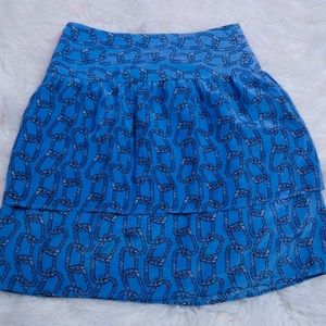 @ Leona sz 2 Silk Blue Chain Skirt Aline Tiered